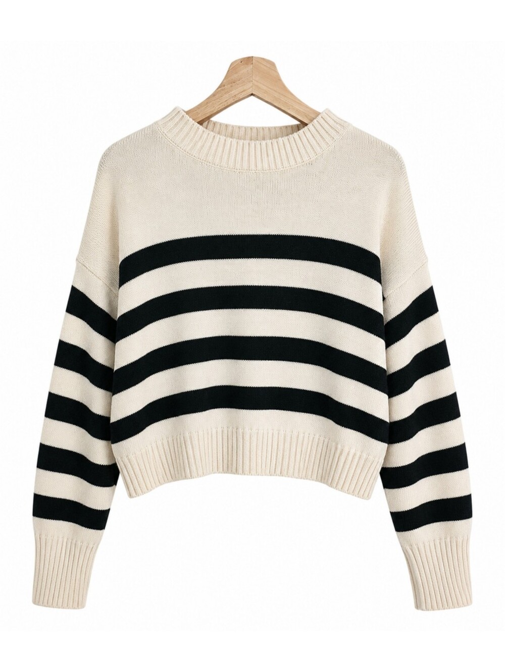 Love Change Italy Striped Cropped Sweater Coastal French Girl Balloon Sleeve M